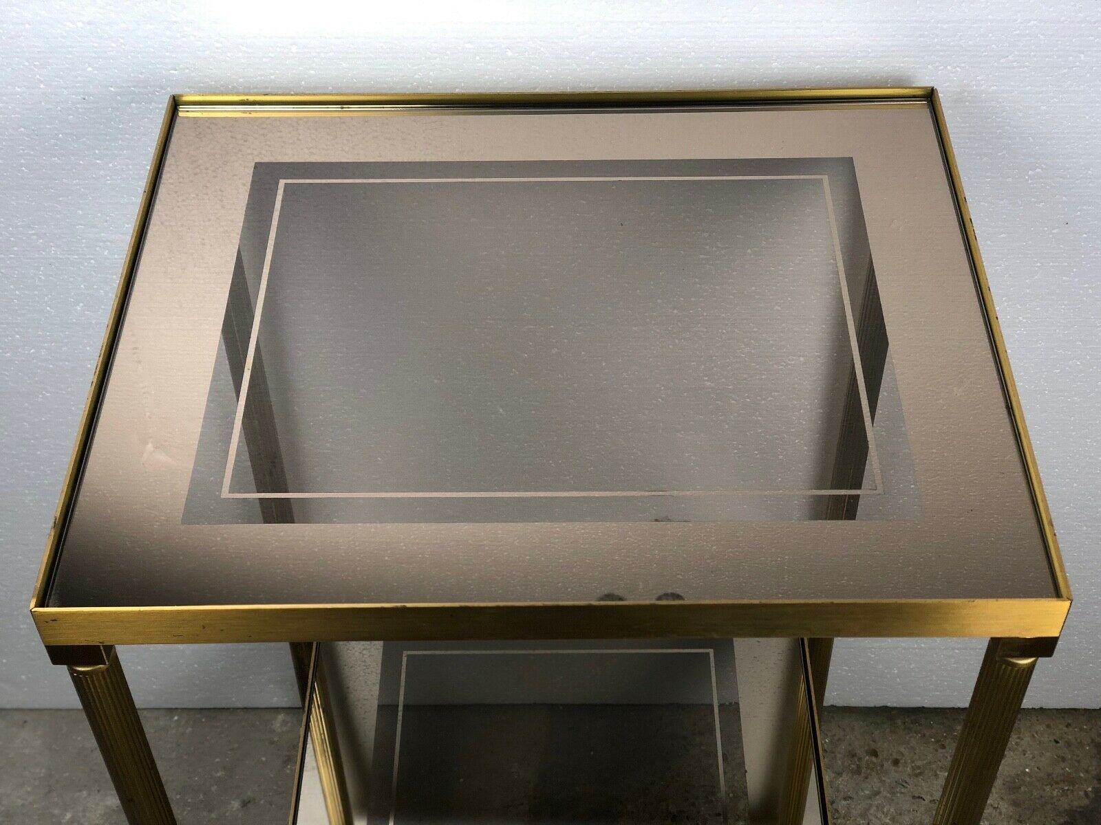 Bout de canapé table d'appoint vintage 70'S en verre et laiton
