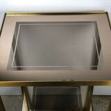 70'S vintage glass and brass sofa tip / side table