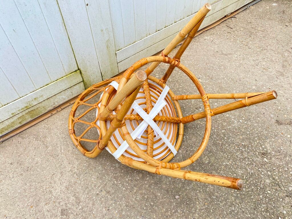 Armchair office chair in vintage rattan 60s