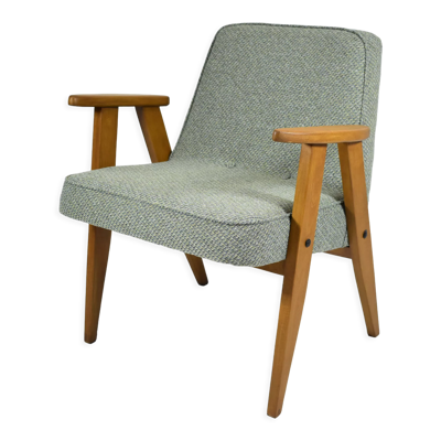 Fauteuil 366 de j. chierowski, tissu vert, 1960