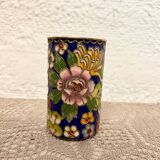 Flowered cloisonné enamel vase