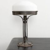 Vintage wrought iron and opaline glass Strindberg lamp