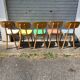Suite 5 chaises bistrot chêne claire vernis (baumann) pied compas