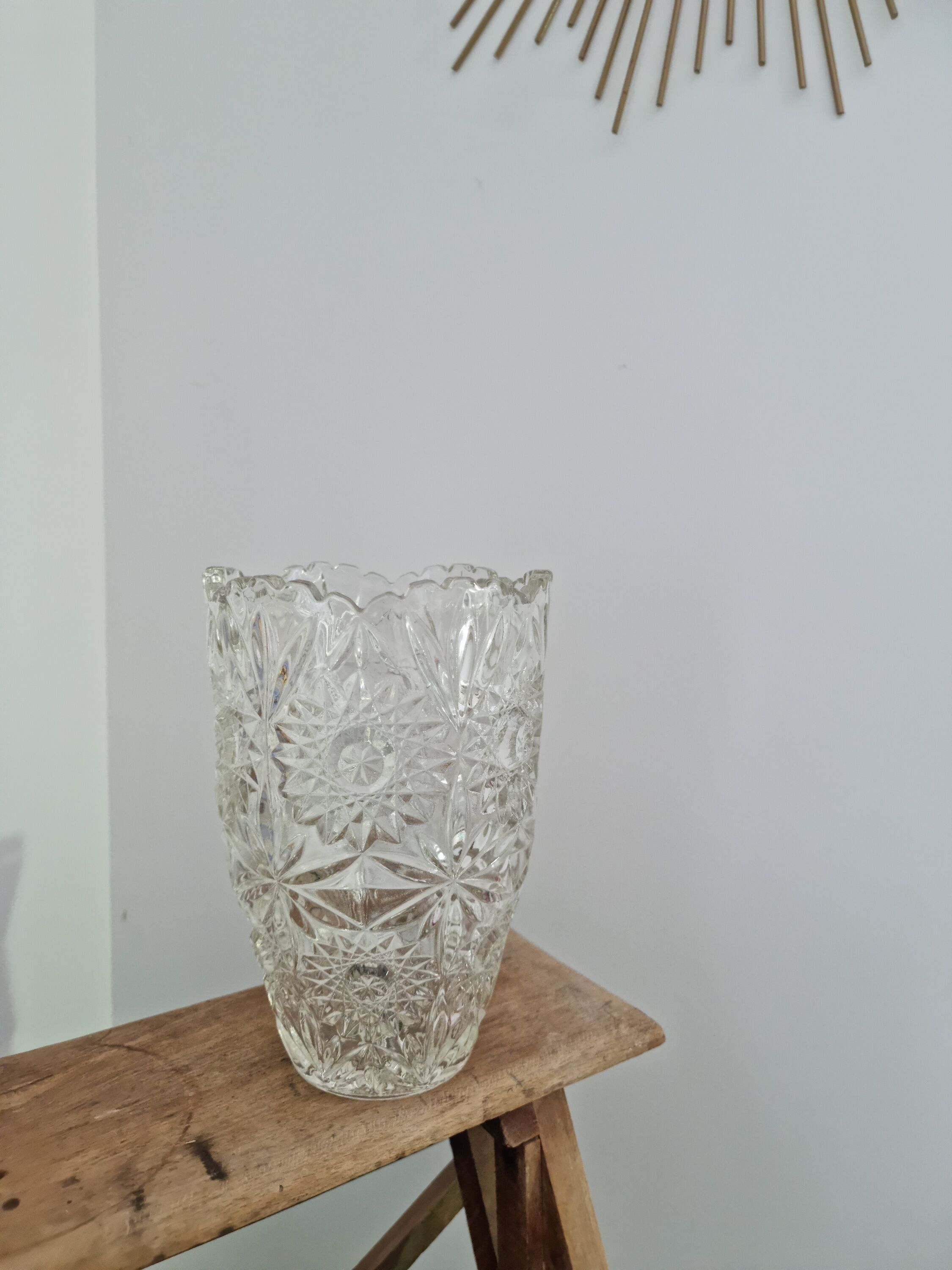 Vintage chiseled glass vase