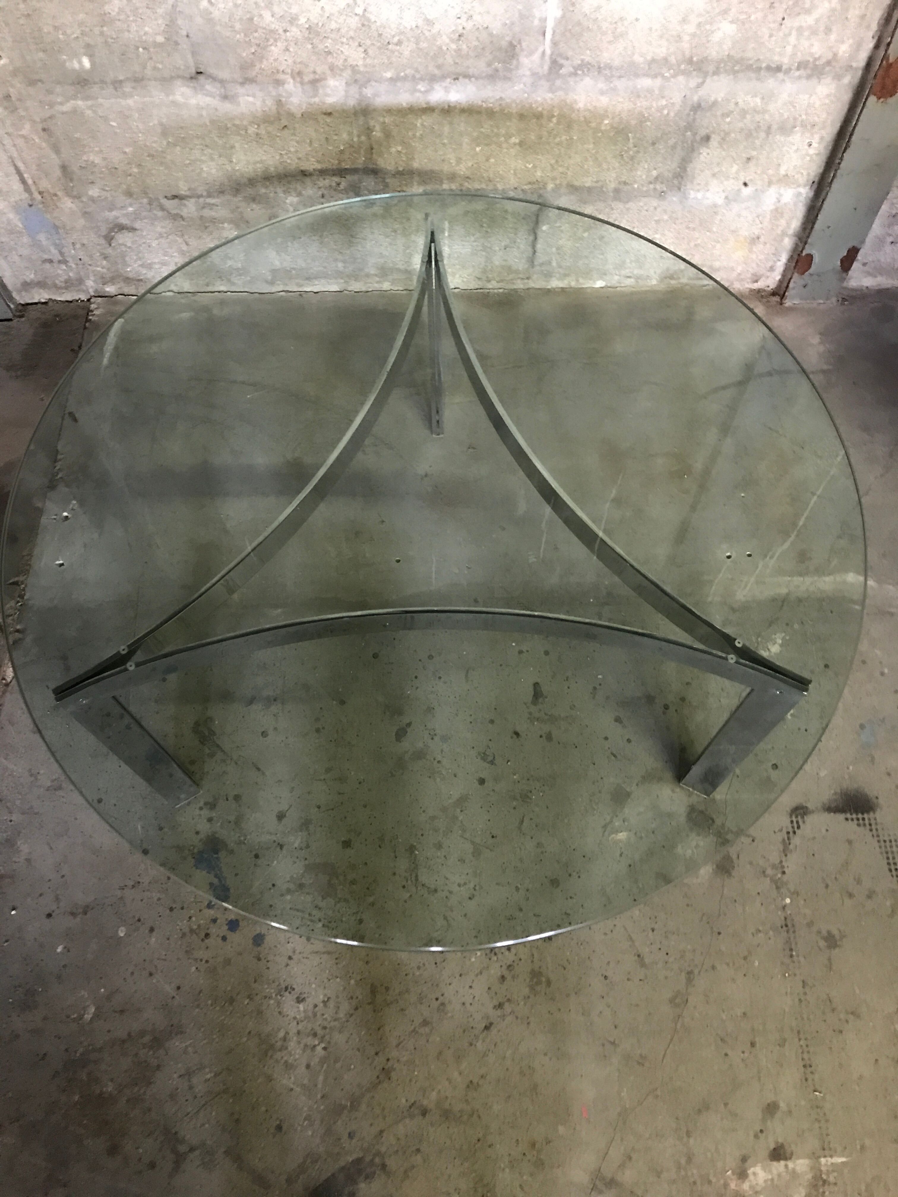Chromium coffee table and glass slab