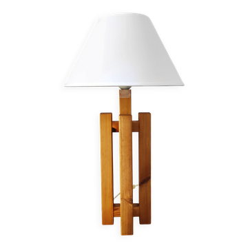 Lampe scandinave moderniste en pin massif – Suède, années 70