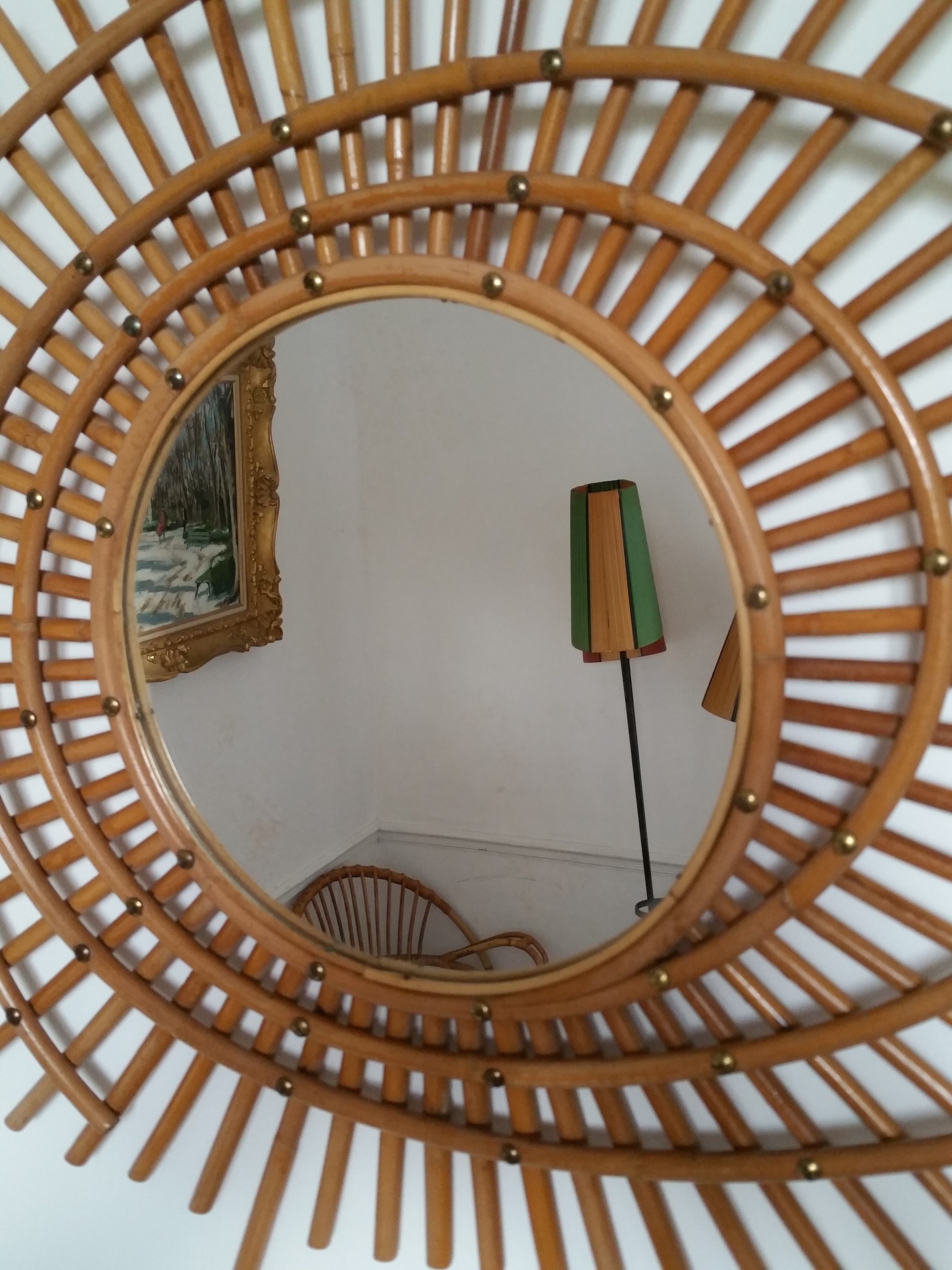 Miroir en rotin