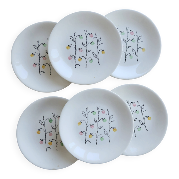6 assiettes plates vintage faïence de Gien modèle Marie-Claire