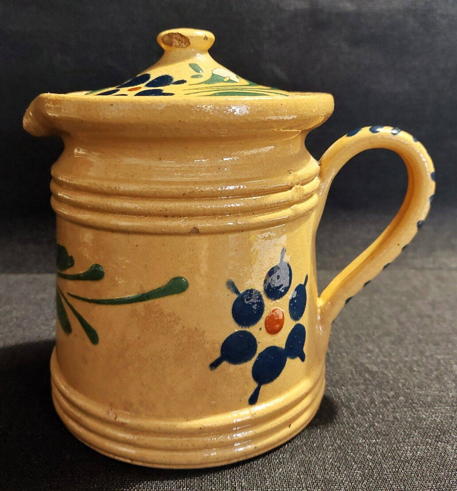 Covered pitcher glazed terracotta Alsace Soufflenheim early 20th century
