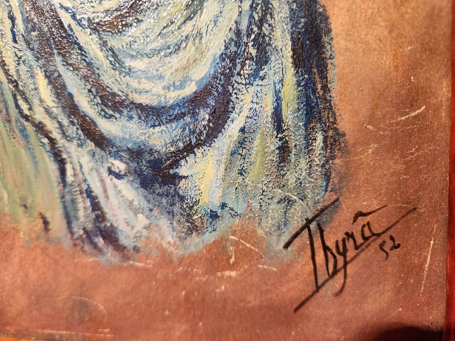 Orientalist portrait oil on cardboard signed Thyra