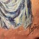 Orientalist portrait oil on cardboard signed Thyra