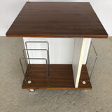 Turntable table / record storage on casters in formica from the 70s