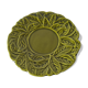 Vintage plate with olive green foliage relief