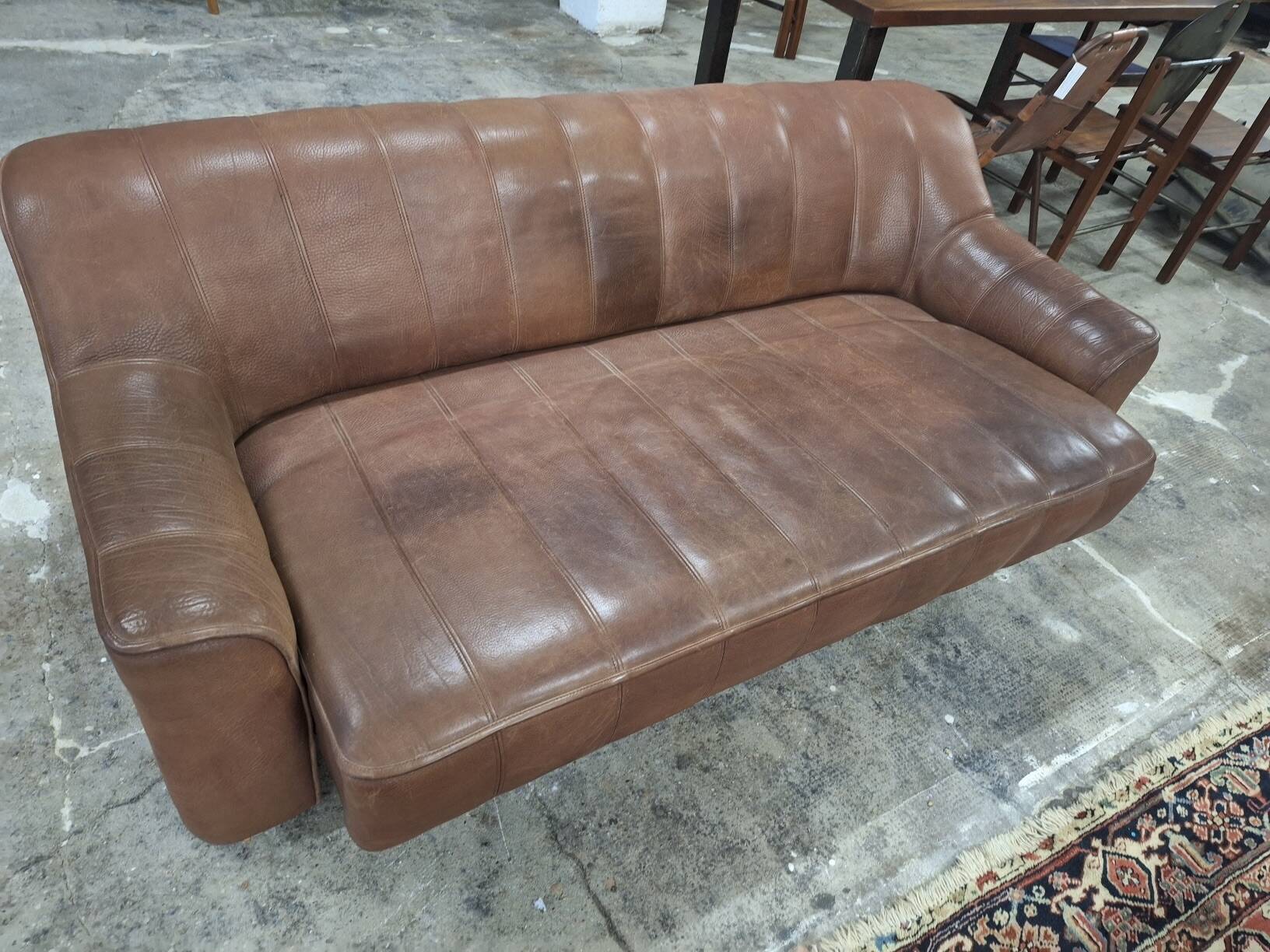 De Sede DS44 buffalo leather 3-seater sofa, 1970s