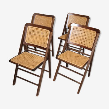 Lot of 4 canned folding chairs