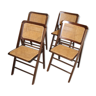 Lot of 4 canned folding chairs