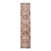 3x13 Pale Red Vintage Runner Rug, 85x388Cm
