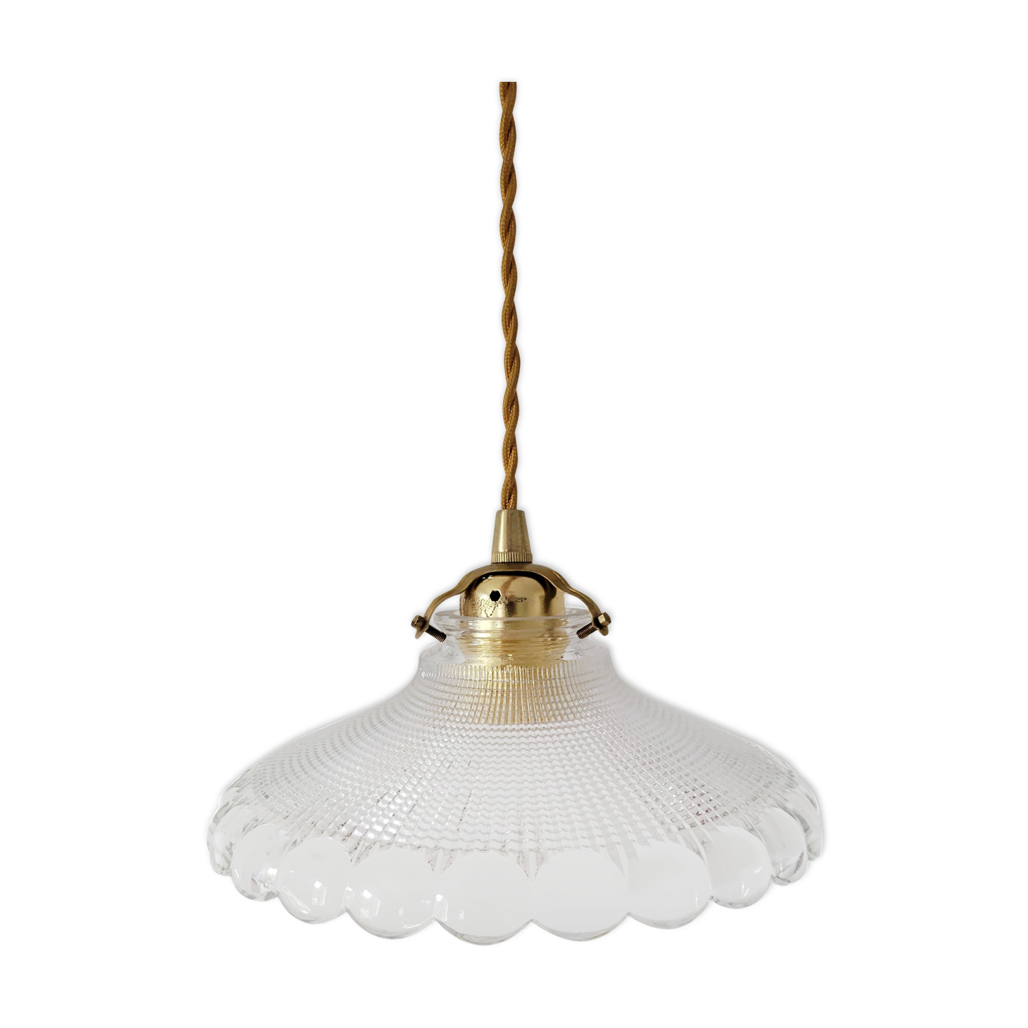 Holophane glass pendant lamp