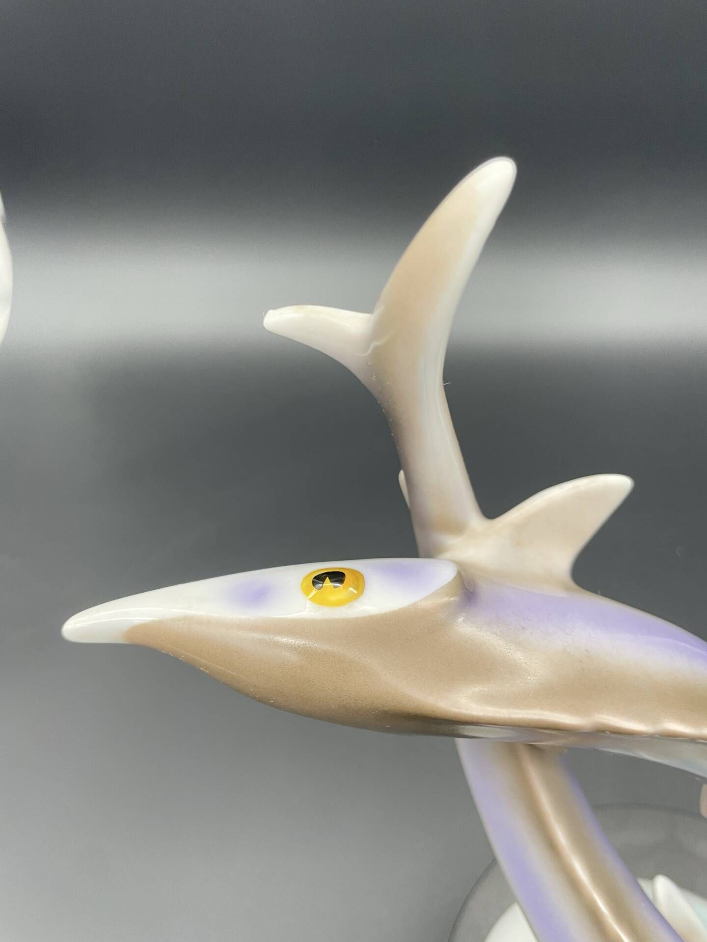Vintage sculpture of two sturgeons in porcelain Hollóháza – Hungary
