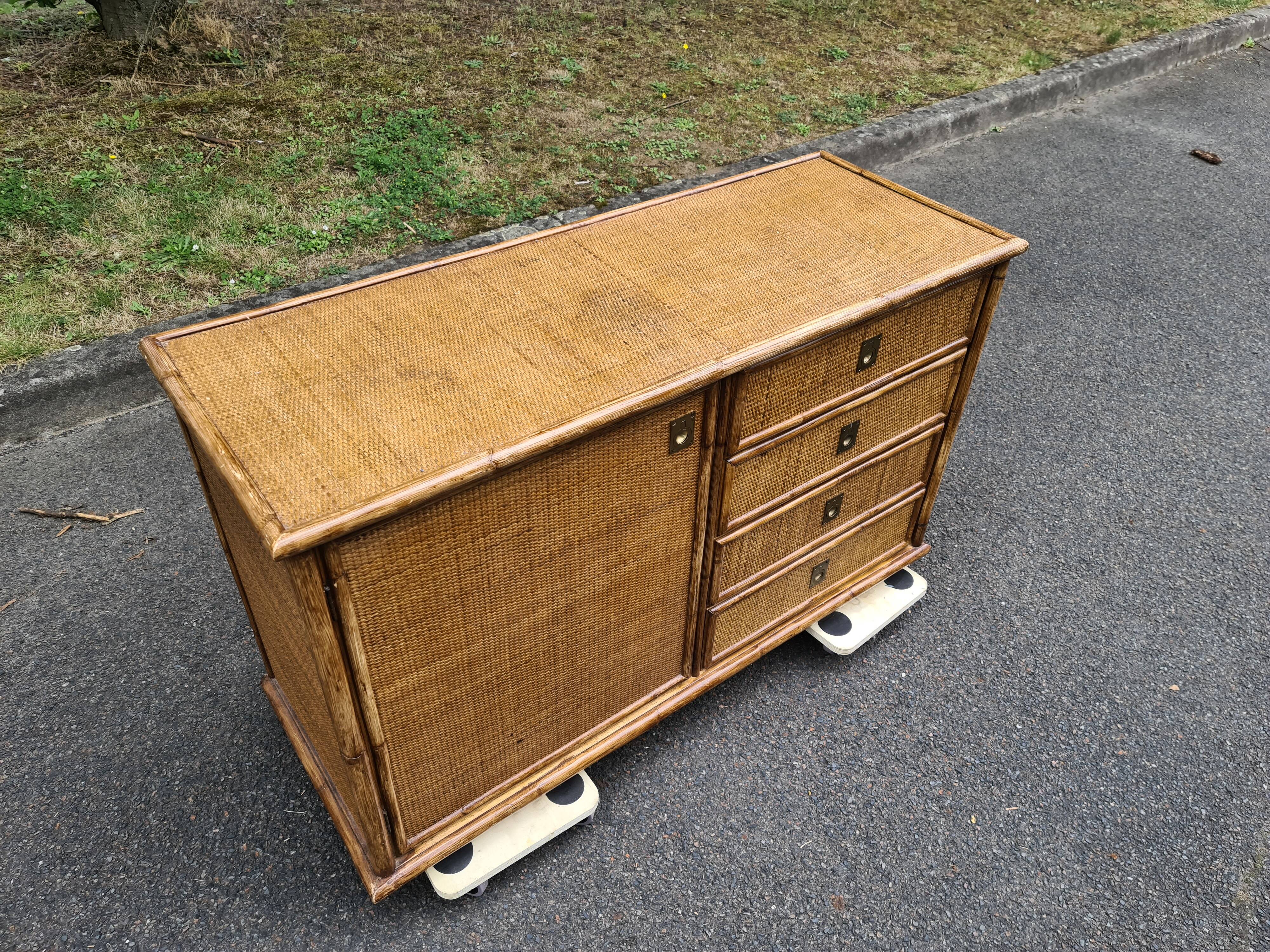 Bamboo rattan buffet Dal Vera 1960-70