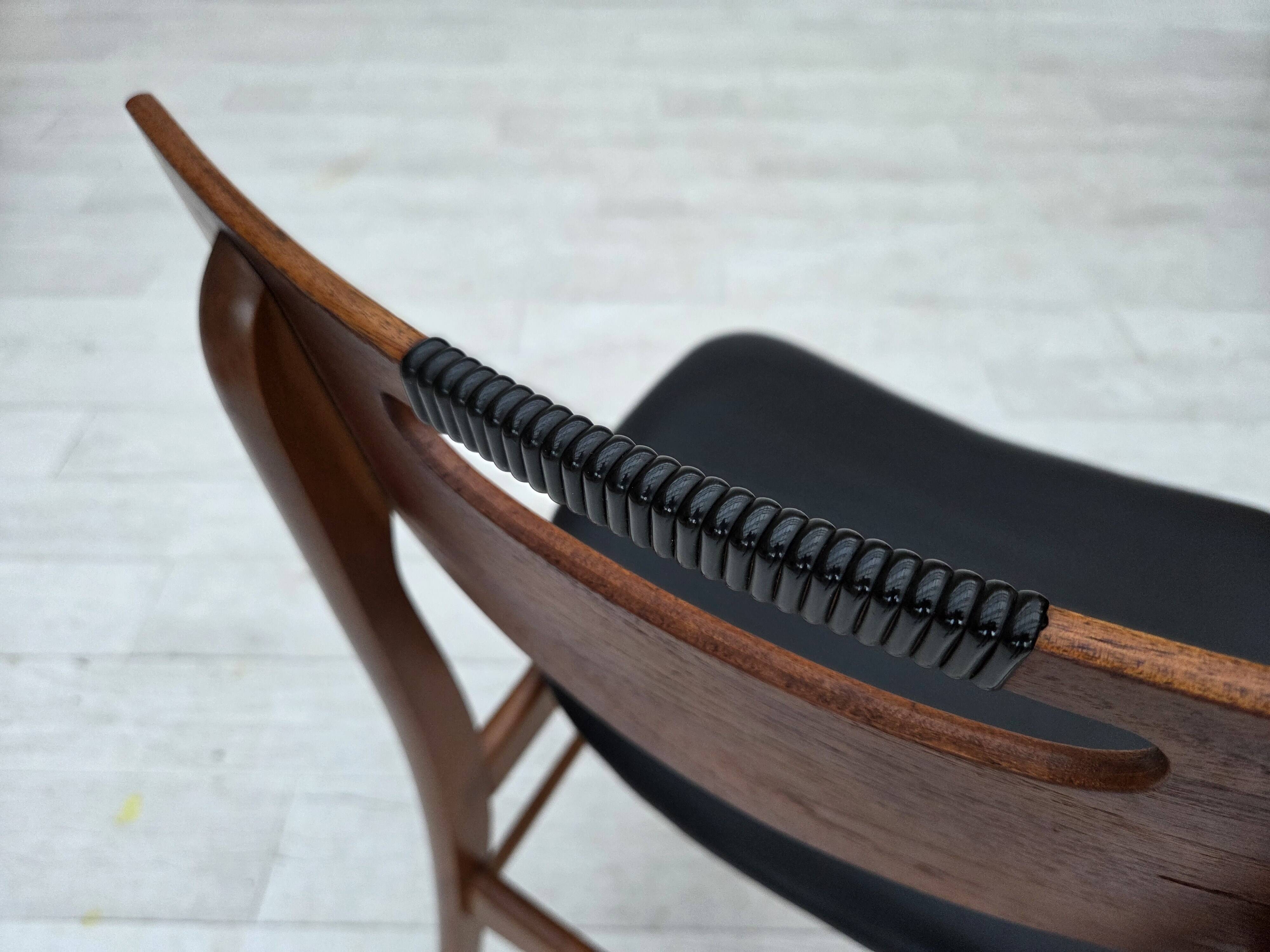 1960s, Danish design, set of 4 reupholstered dining chairs.