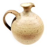 Vintage speckled brown stoneware pitcher in the shape of a ball