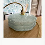 Pair of blue Clichy glass hanging lamps