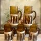 Amber glass and wicker lemonade set