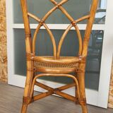 Bamboo and leather chair - 1960s - vintage - mid-century