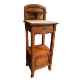 Chevet en acajou blond 1900 Art Nouveau plateau en marbre blanc