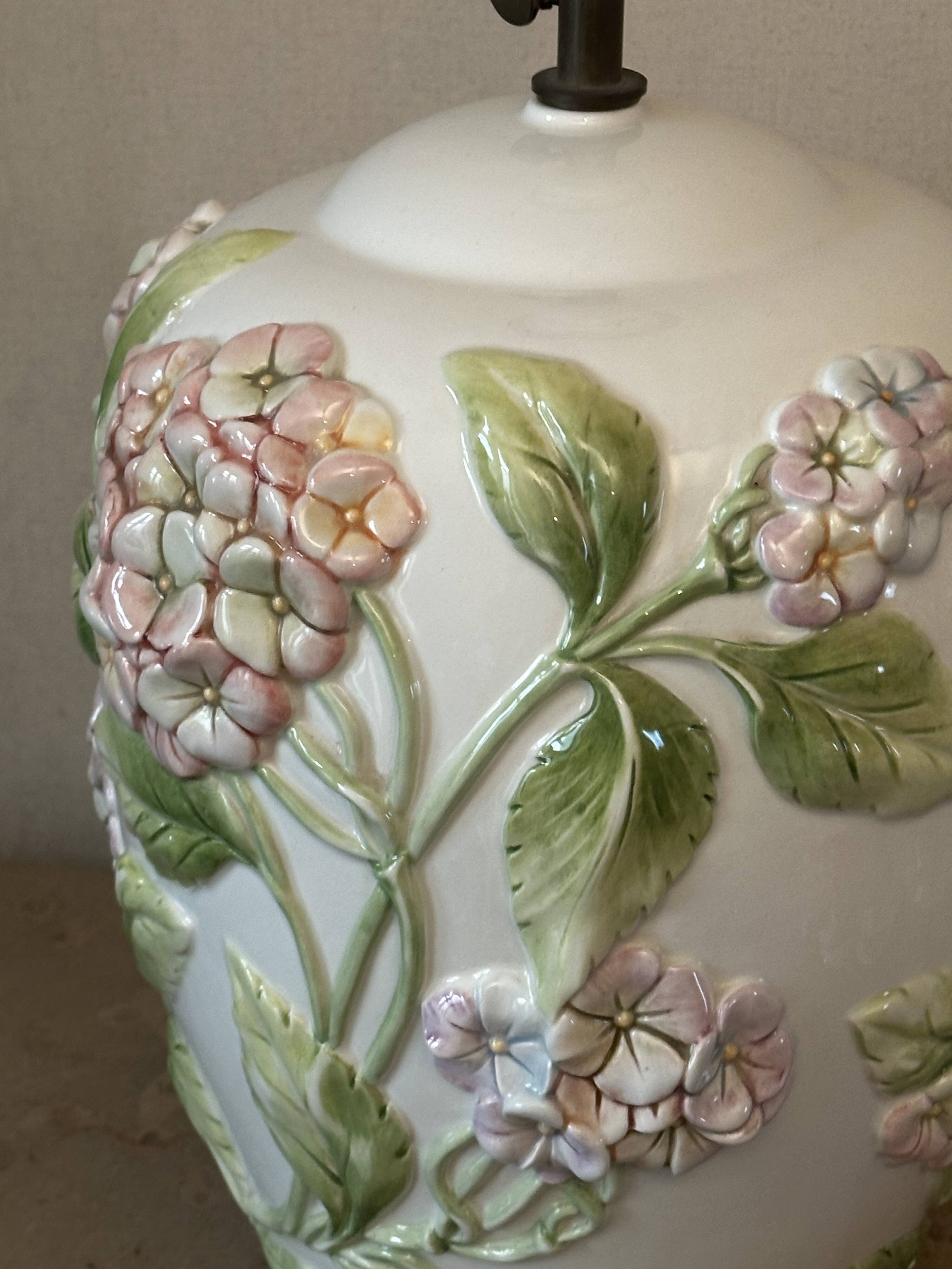 Chaumette Model Hortensias Lamp Base - Barbotine H 40 cm