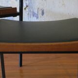 Pair of teak and iron stacking chairs, 1960s