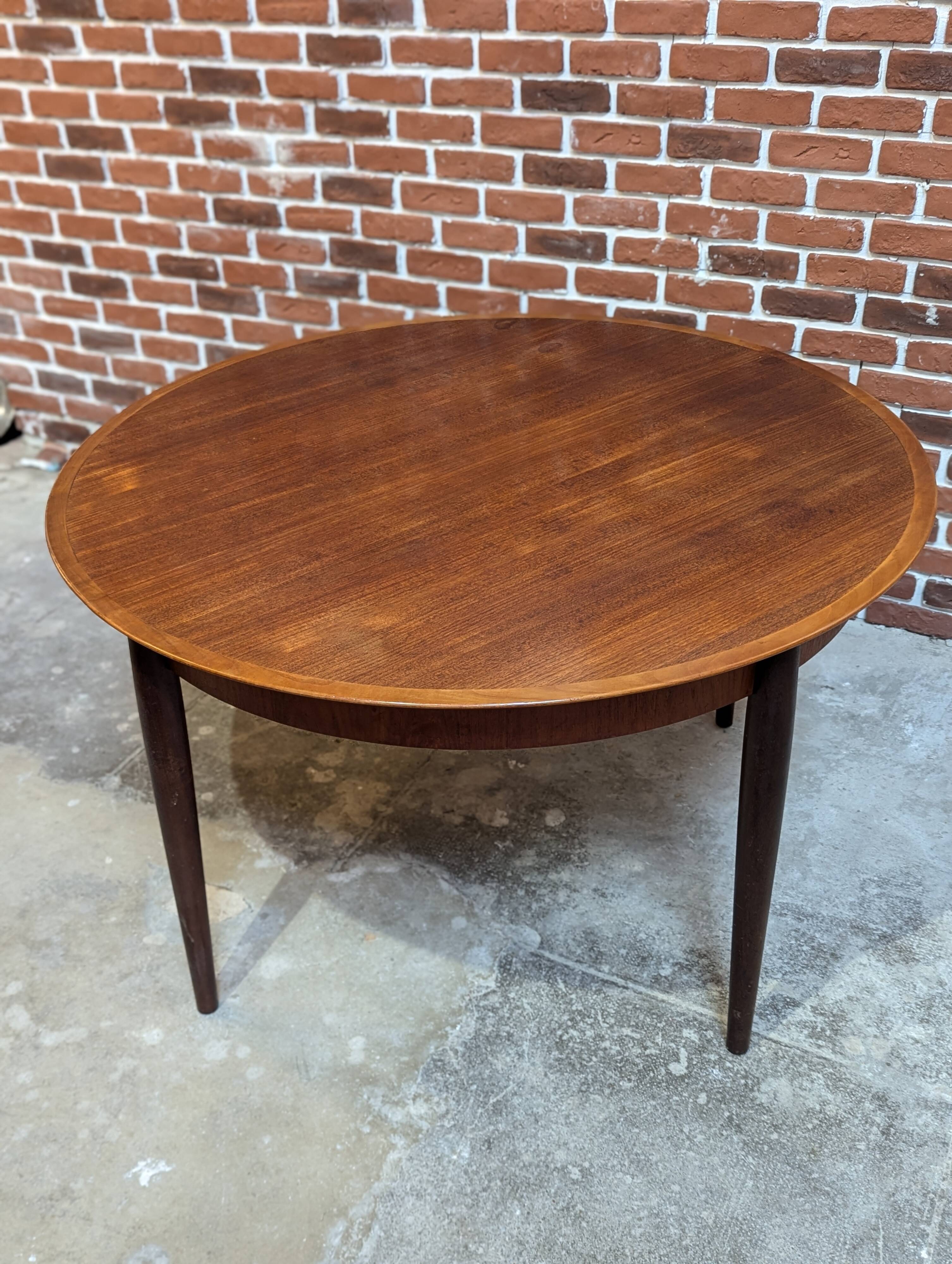 Round teak table from the 60s