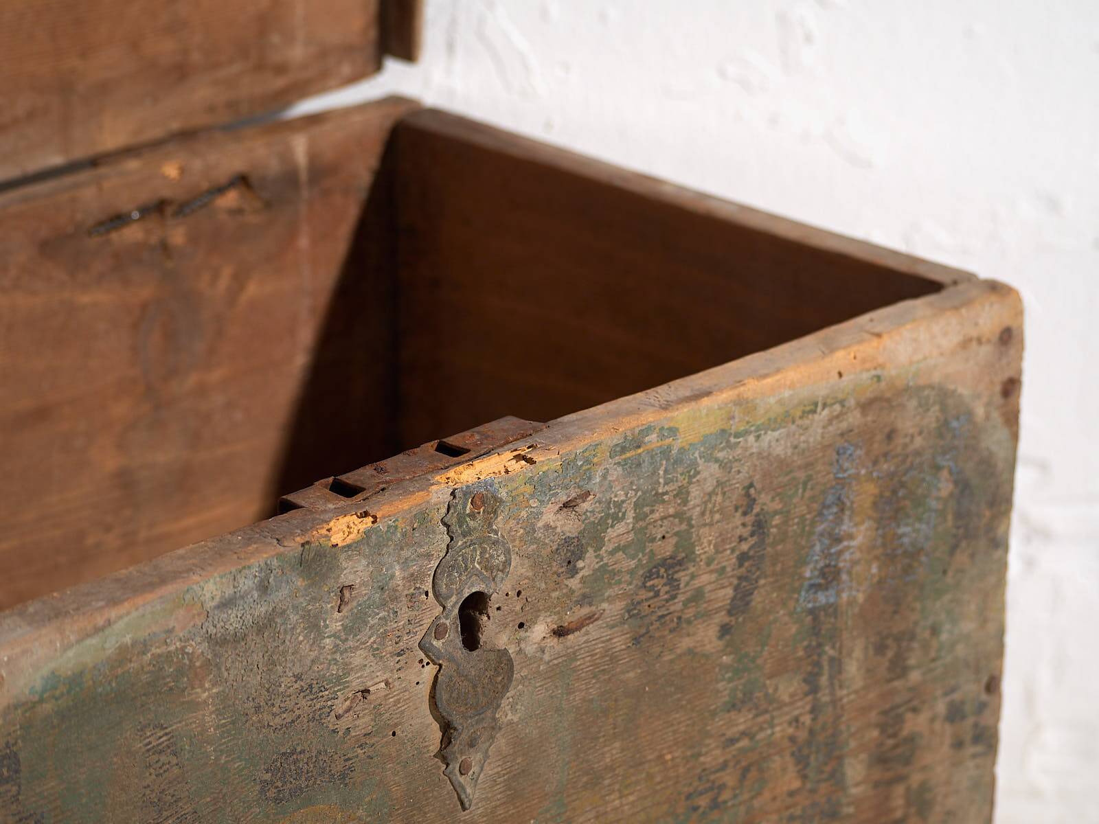 Old green patinated wooden chest (c.1900)