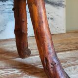 Brutalist sofa tip table in vintage solid wood