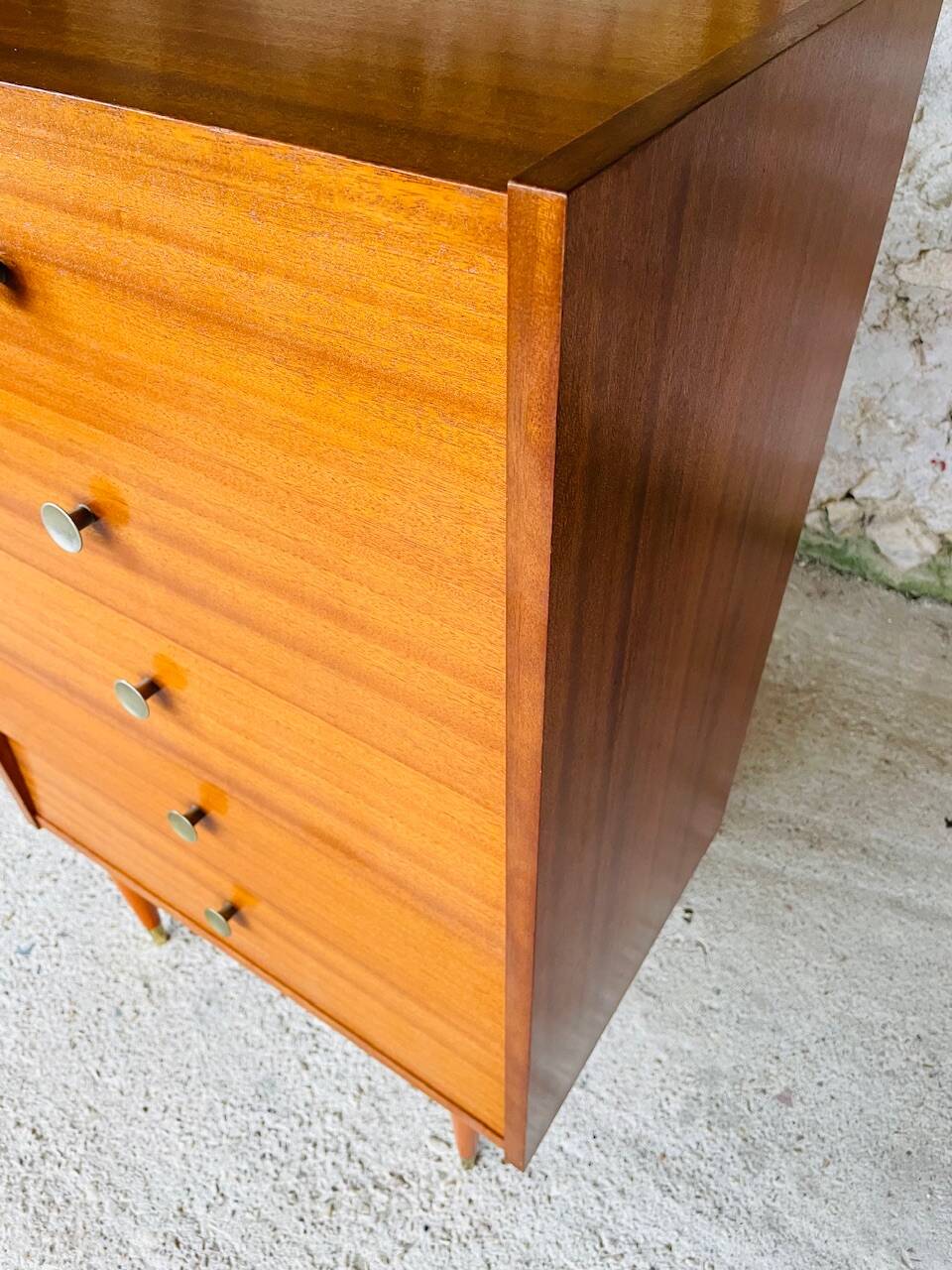 High chest of drawers with 5 drawers, Scandinavian style, circa 60's