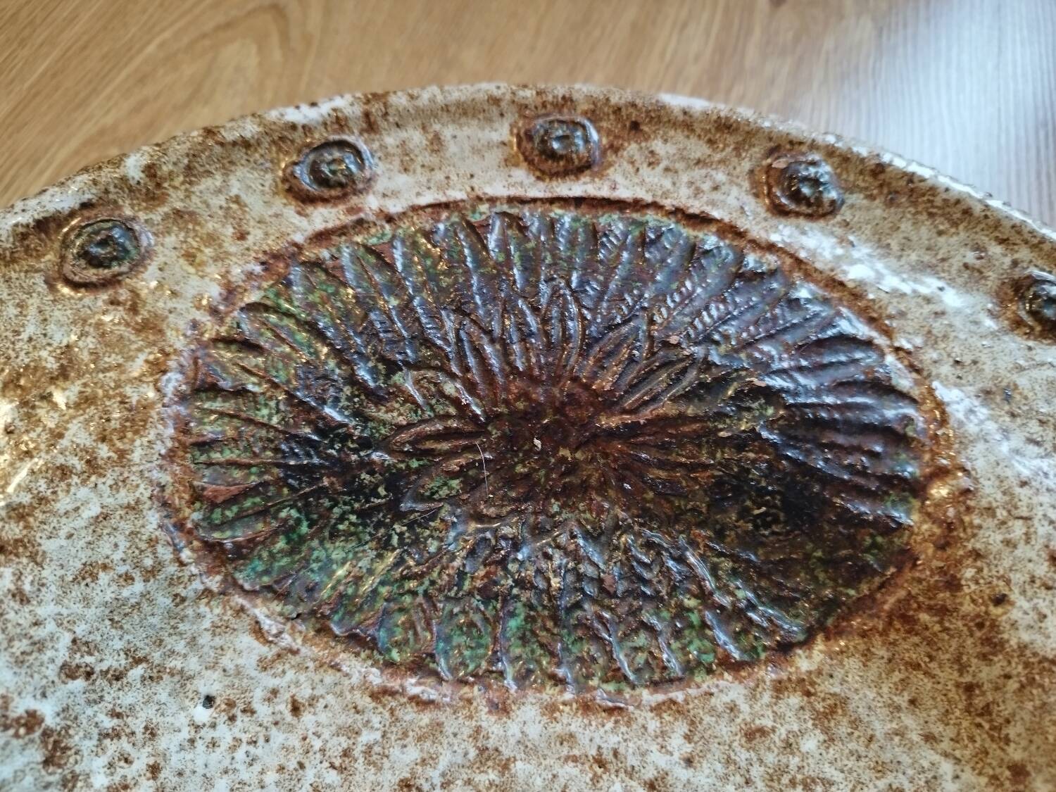 Enamelled ceramic dish by Albert Thiry in Vallauris