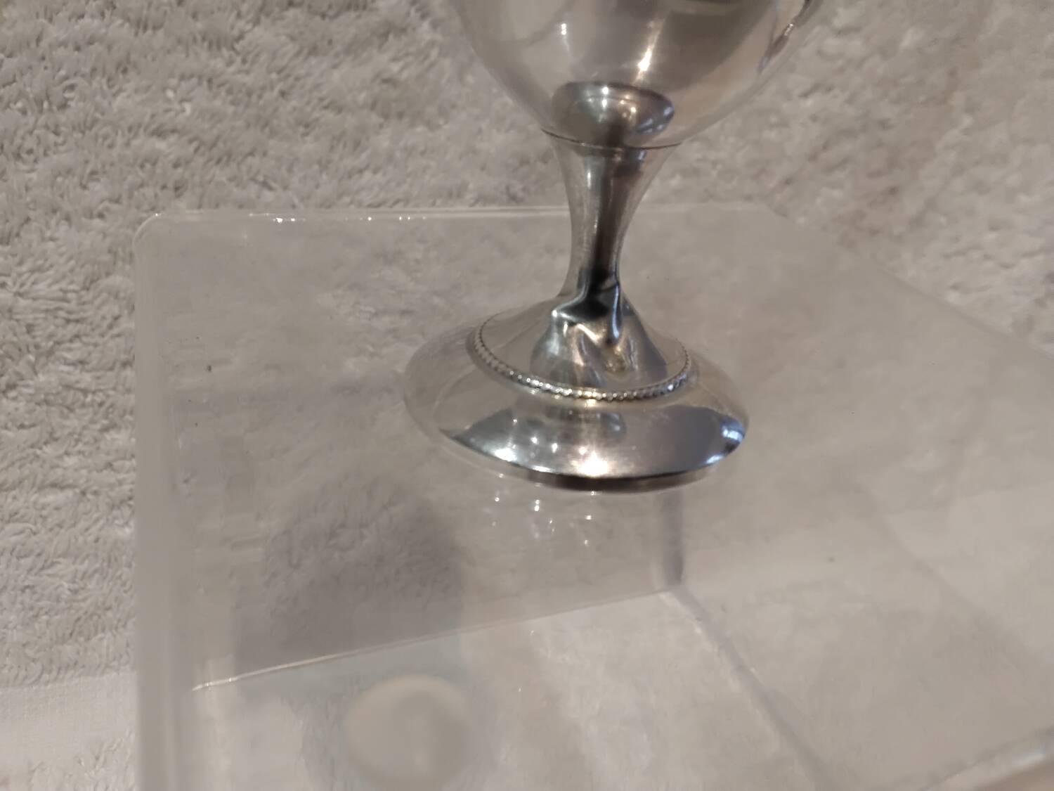 Silver egg cup Minerva 950 rocaille style engraved TL? Silversmith Gruyer