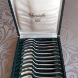 12 cuillères à moka ou expresso en metal argenté Christofle Marly