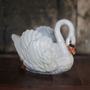 Jardinière céramique cygne, cache-pot cygne, vide poche