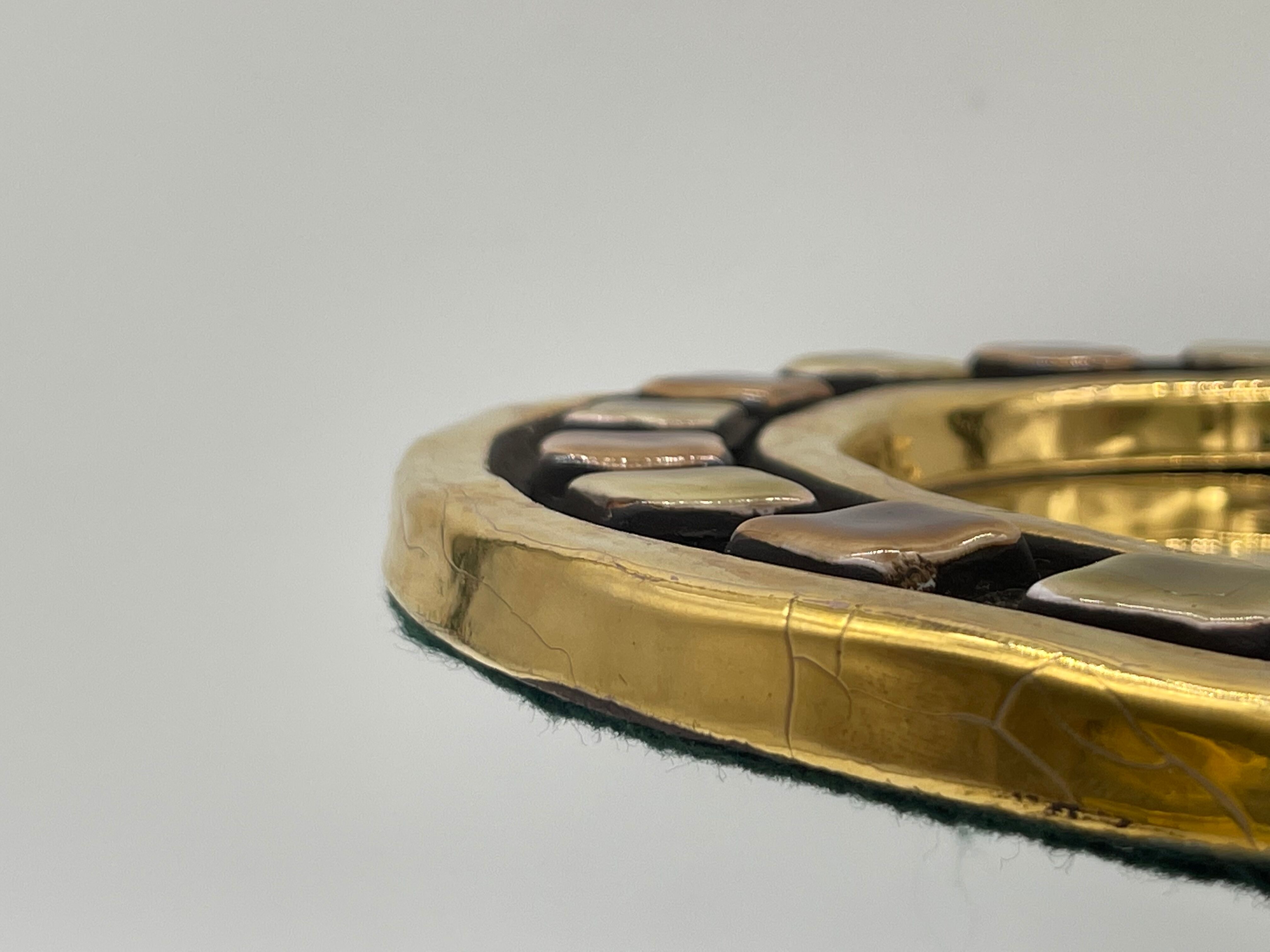 Golden ceramic mirror by Mithé Espelt 1960 24cm