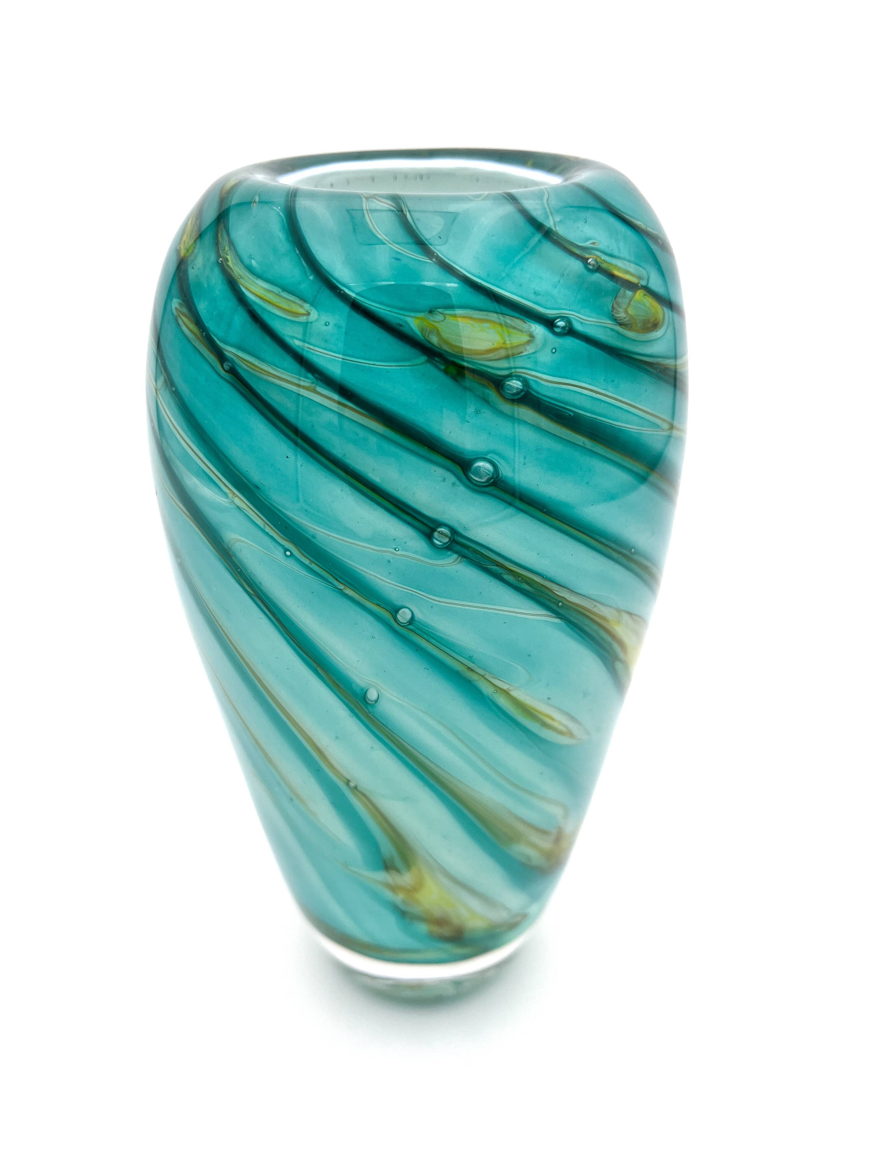 Bubble Glass Vase Signed Didier Saba Biot 2001
