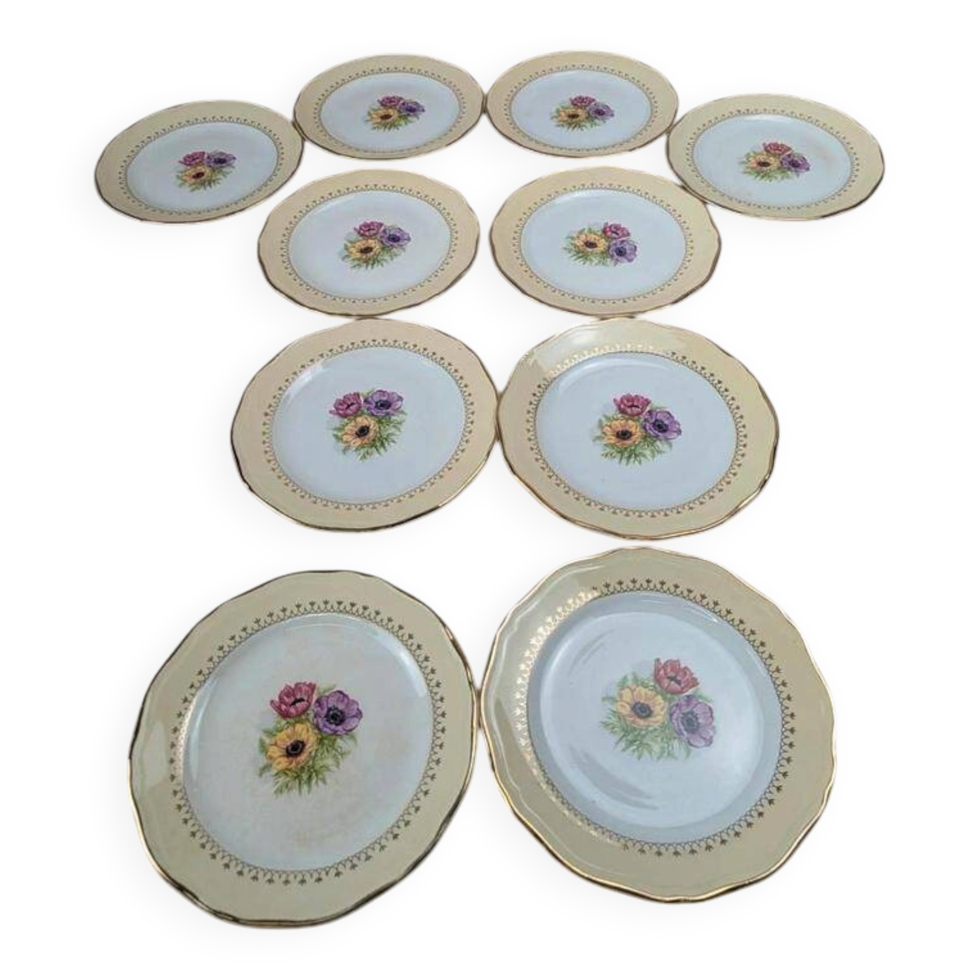 Set of 10 vintage dessert plates L’amandinoise Coopélia