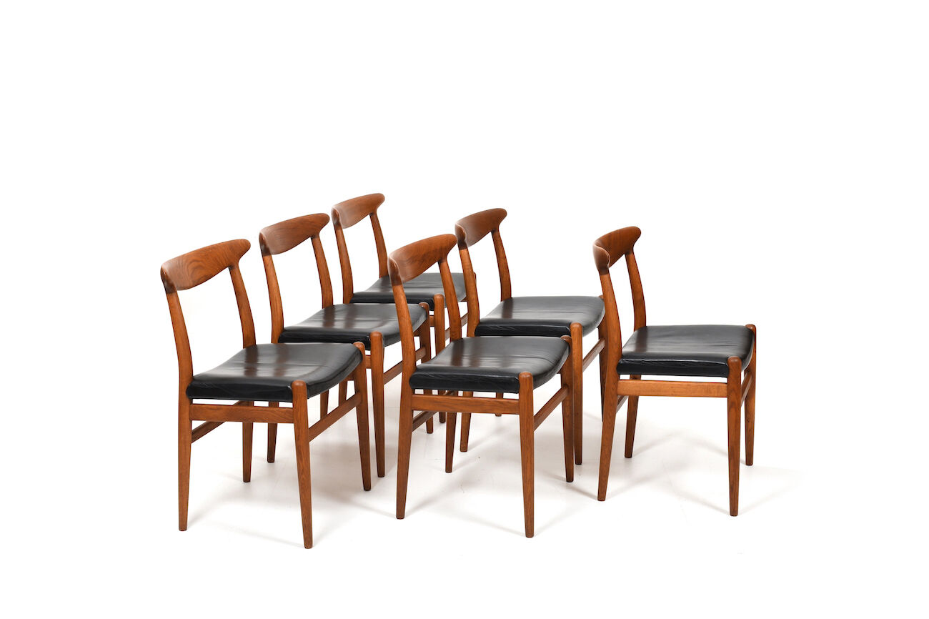 Lot de 6 chaises Hans J. Wegner W2 C.M.Madsen années 1950
