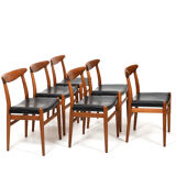 Set of 6 fine Hans J. Wegner W2 Chairs C.M.Madsen 1950s
