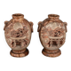 Pair of Banko Ware vases from China ceramic temple and pagoda decor