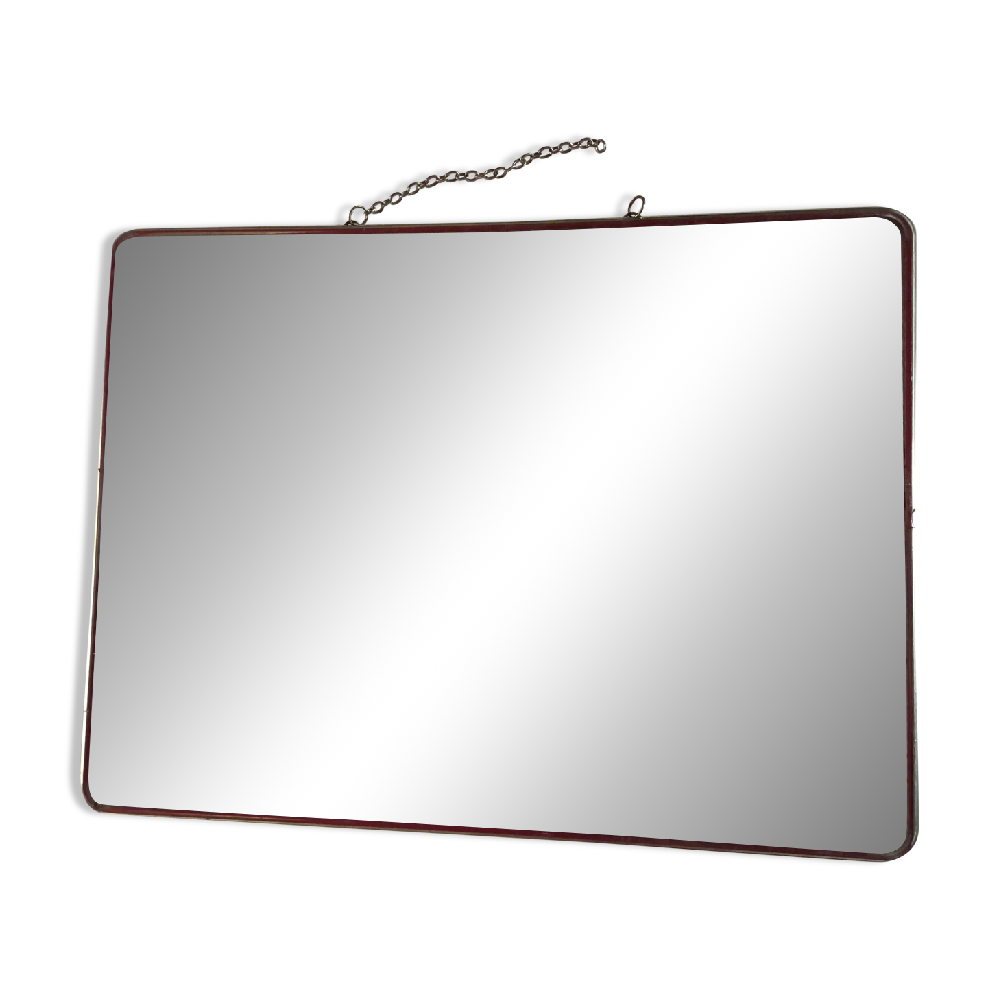 vintage rectangular mirror with broken barber-style chain