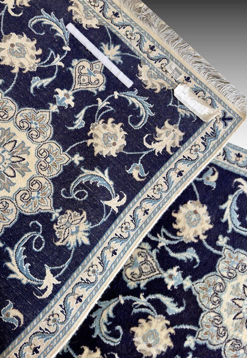 Oriental Rug Iran Nain Wool and Silk: 0.77 X 2.94 Meters