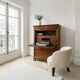 Secretary desk with mahogany and flame veneer.