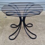 Space Age table in steel with smoked glass top, 1970